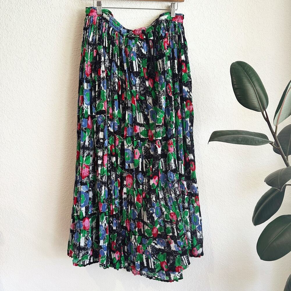 VTG 90s Tony France Maxi Skirt Size 1X? Wacky Artsy Crinkle Hippie Boho Festival